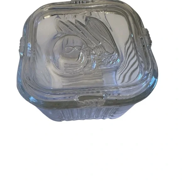 VTG Federal Glass Clear Refrigerator Storage Dishes/Lids Vegetable USA Set of 2 - Picture 8 of 9
